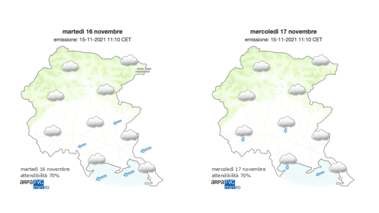 Immagine per Meteo, cielo grigio sul Fvg con Bora moderata in pianura